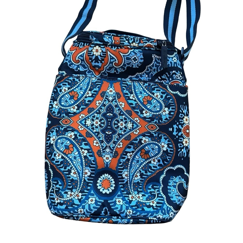 Vera Bradley Insulated Cooler Tote Bag Blue + Orange Paisley - Like New - Picture 3 of 6